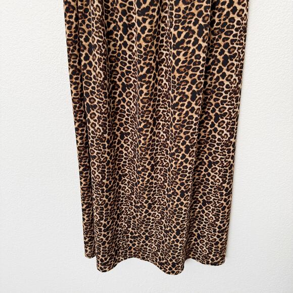 [Lucky & Blessed] Brown Leopard Print Double Side Slit Faux Wrap Maxi Skirt 2X - Picture 7 of 12
